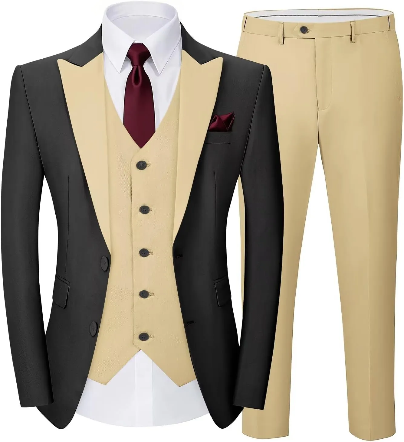 Tuxedo Men Suit Slim Fit 3 Piece Men Suits for Wedding Prom Groom Fashion One Button Blazer Vest Pants Set