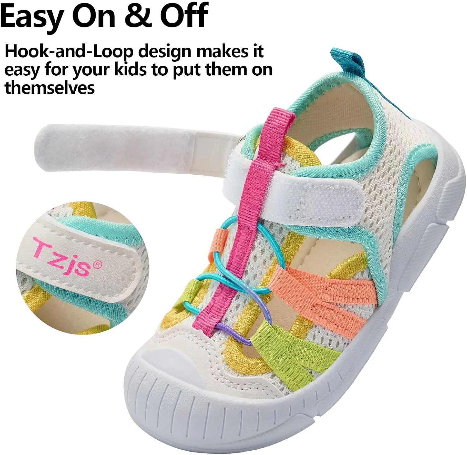 TZJS Boys Girls Water Shoes Kids Lightweight Beach Sport Sandals Breathable Quick Dry Swimming Sandals for Toddler