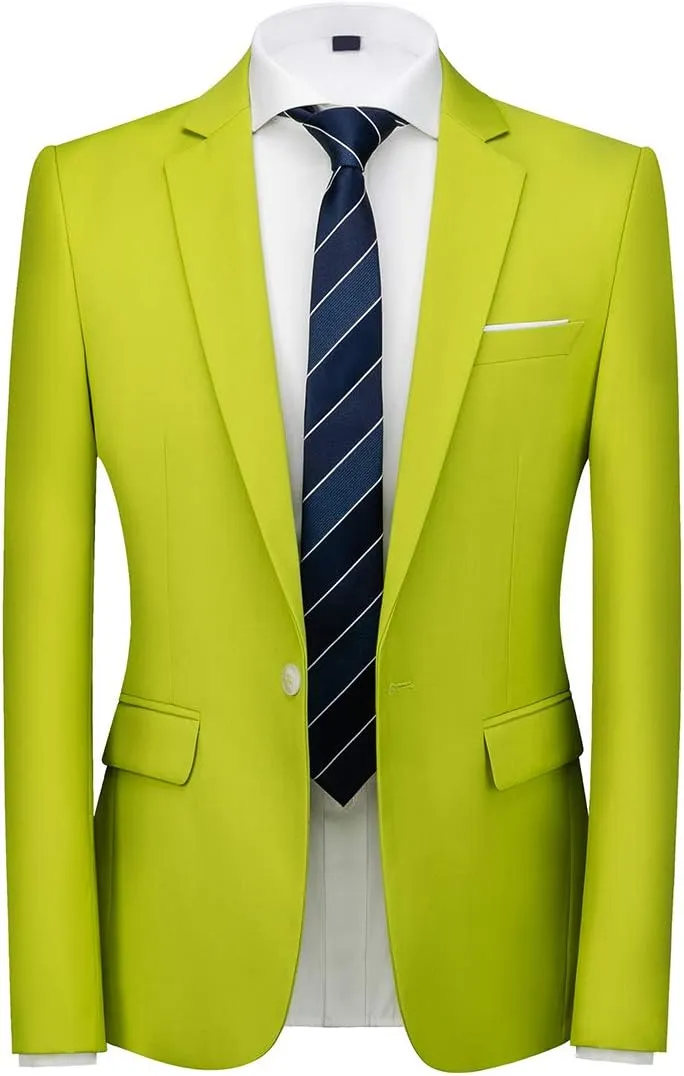 UNINUKOO Mens Suit Slim Fit 1 Button 2 Piece Wedding Party Holiday Solid Color Tux Suits for Men