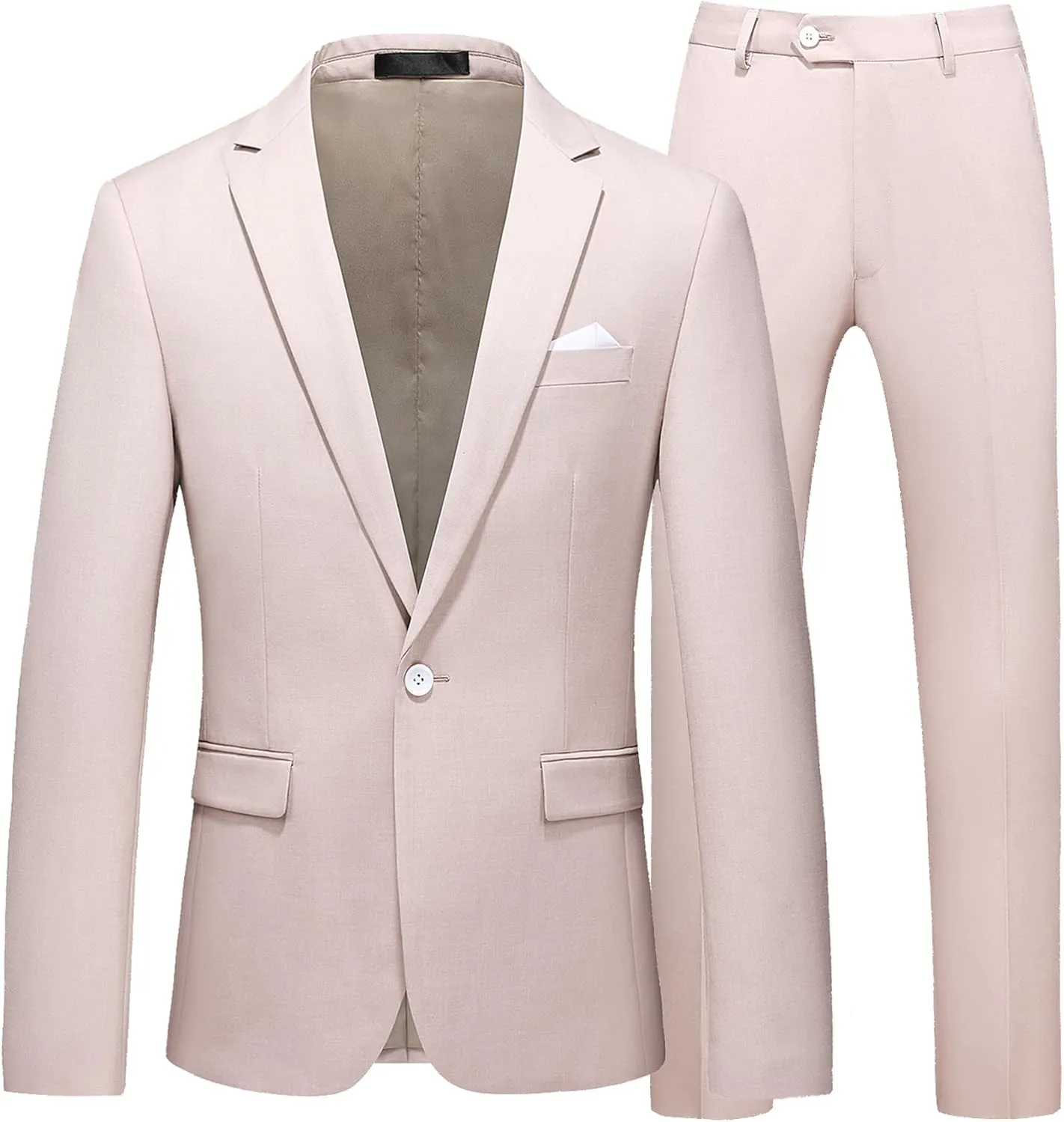 UNINUKOO Mens Suit Slim Fit 1 Button 2 Piece Wedding Party Holiday Solid Color Tux Suits for Men