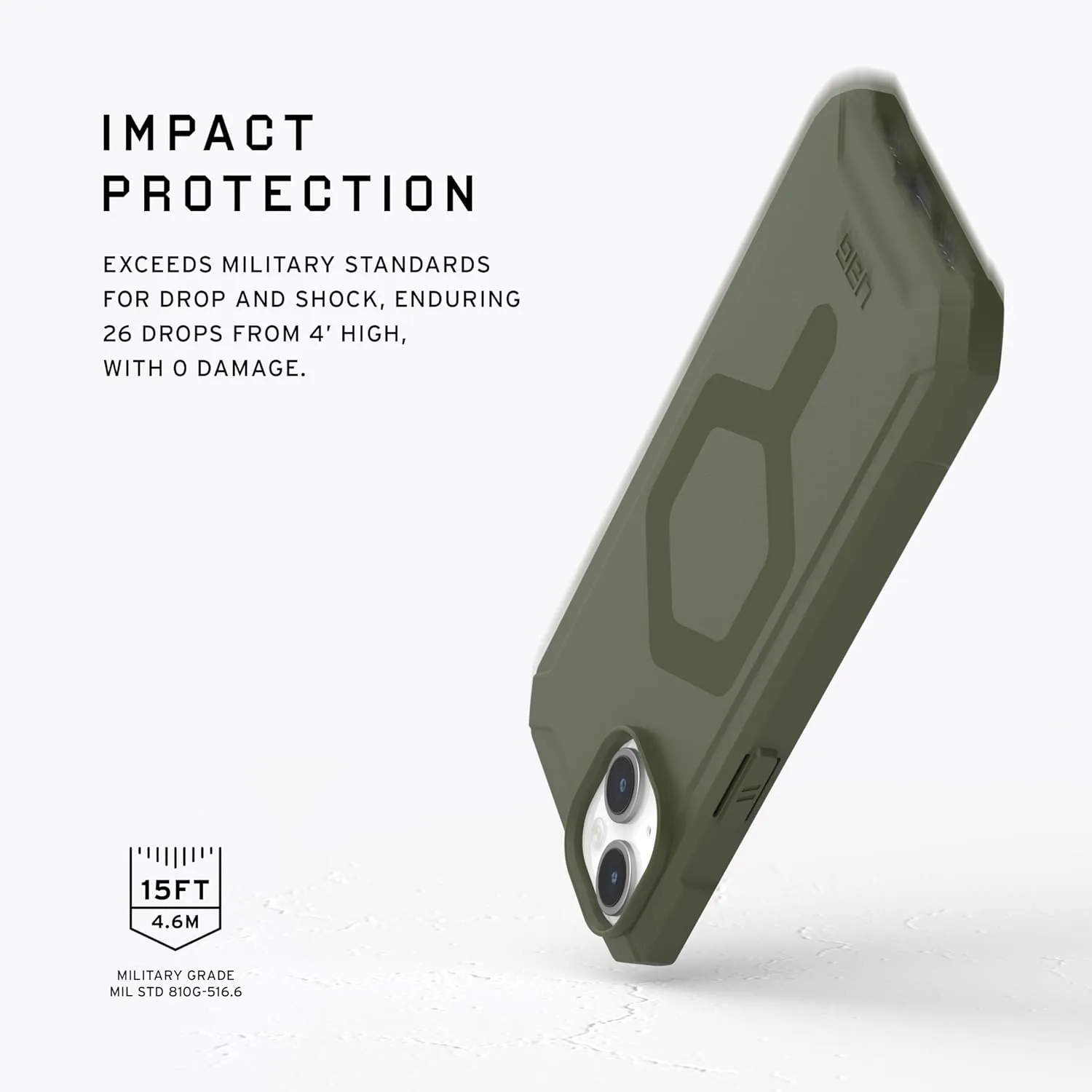 URBAN ARMOR GEAR UAG Case Compatible with iPhone 15 Case 6.1" Essential Armor Olive Drab Built-in Magnet Compatible with MagSafe Charging Rugged Military Grade Dropproof Protective Cover