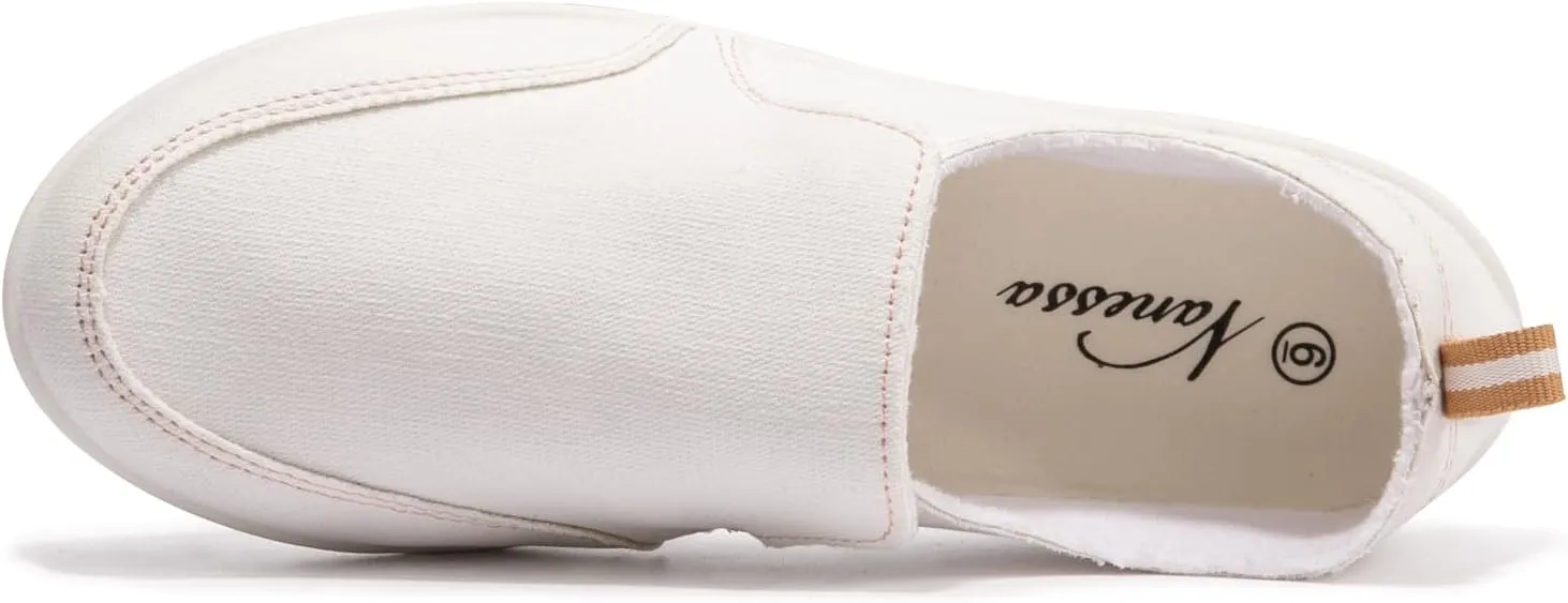 Vanessa Women's Slip On Canvas Sneakers with Arch Support Insoles Low Top Casual Walking Shoes Comfy Fashion Loafers