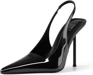 VARECOLA Women's Slingback Stiletto Heels, Closed Toe Slip On Pumps High Heels for Party Evening Dress Shoes
