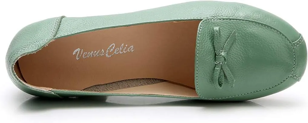 VenusCelia Women's Bowknot Wide Flat Shoe