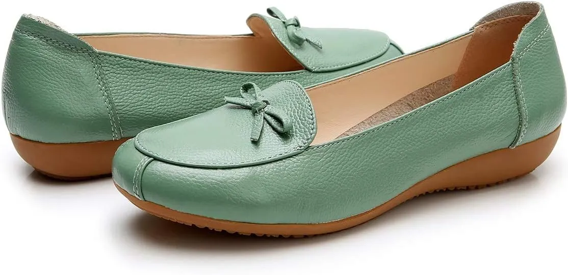 VenusCelia Women's Bowknot Wide Flat Shoe