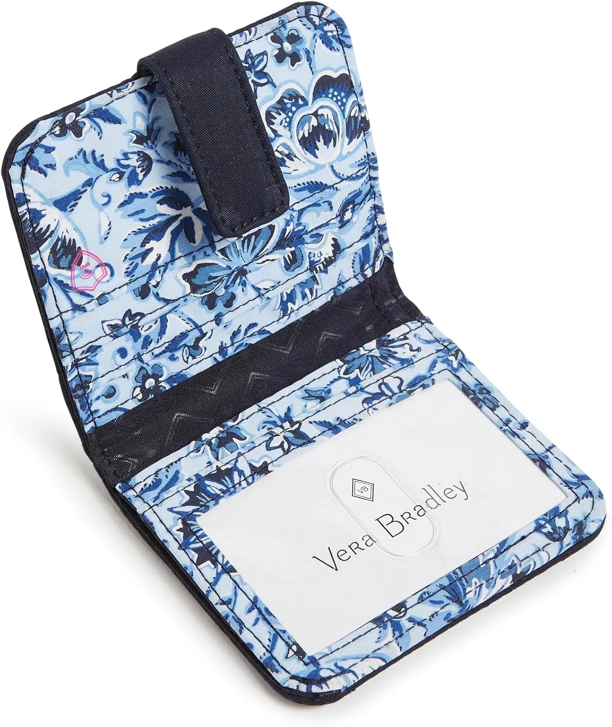 Vera Bradley Cotton Finley Small Wallet with RFID Protection, Classic Navy
