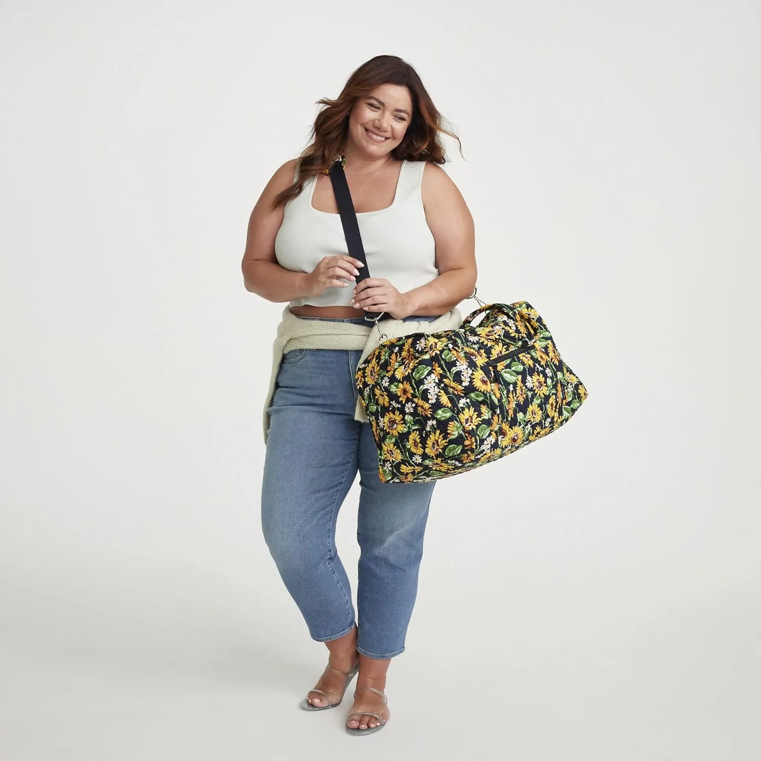 Vera Bradley Women's Cotton Large Travel Duffel Bag, Climbing Ivy Green - Recycled Cotton, One Size