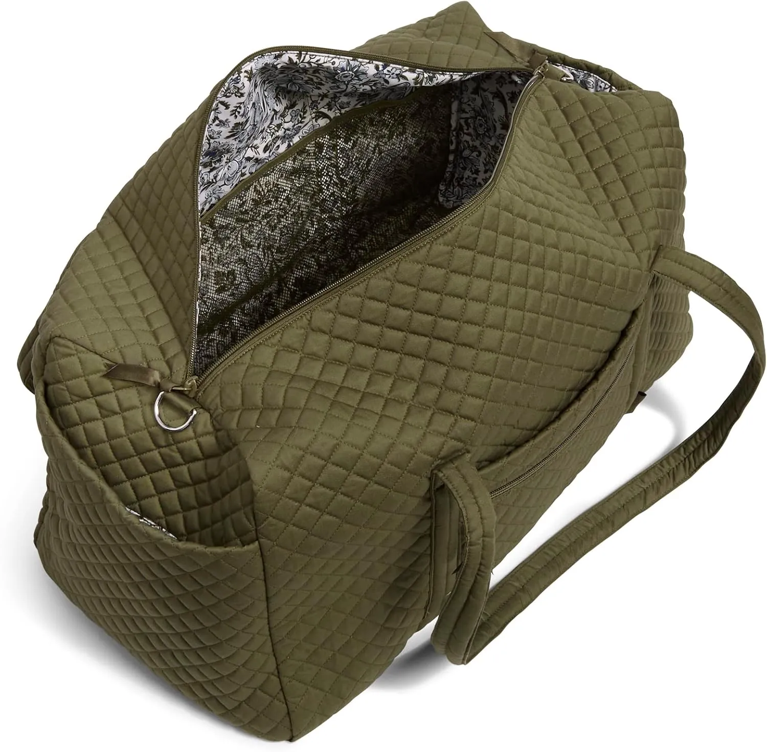 Vera Bradley Women's Cotton Large Travel Duffel Bag, Climbing Ivy Green - Recycled Cotton, One Size