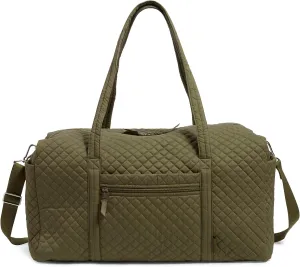 Vera Bradley Women's Cotton Large Travel Duffel Bag, Climbing Ivy Green - Recycled Cotton, One Size