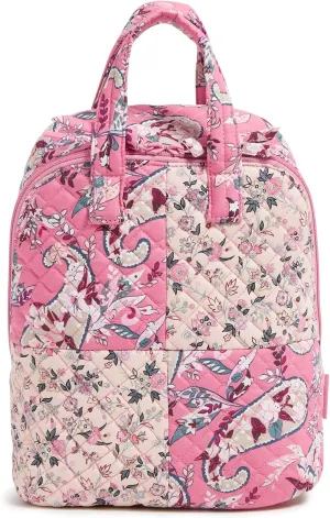 Vera Bradley Women's Cotton Mini Totepack Backpack Bookbag, Botanical Paisley Pink Patchwork, One Size
