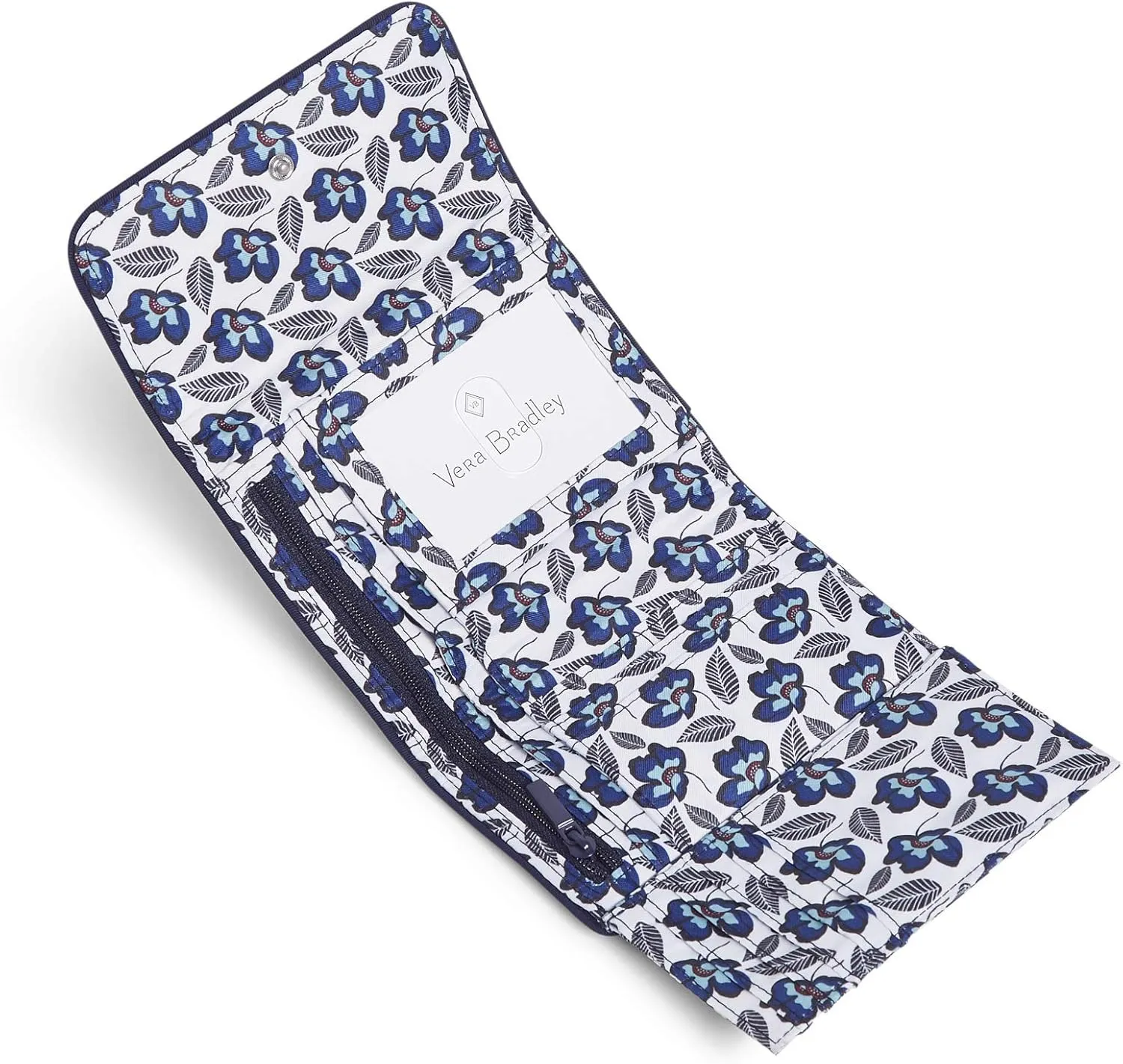 Vera Bradley Women's Performance Twill Riley Compact Wallet With RFID Protection, Classic Navy, One Size
