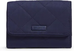 Vera Bradley Women's Performance Twill Riley Compact Wallet With RFID Protection, Classic Navy, One Size
