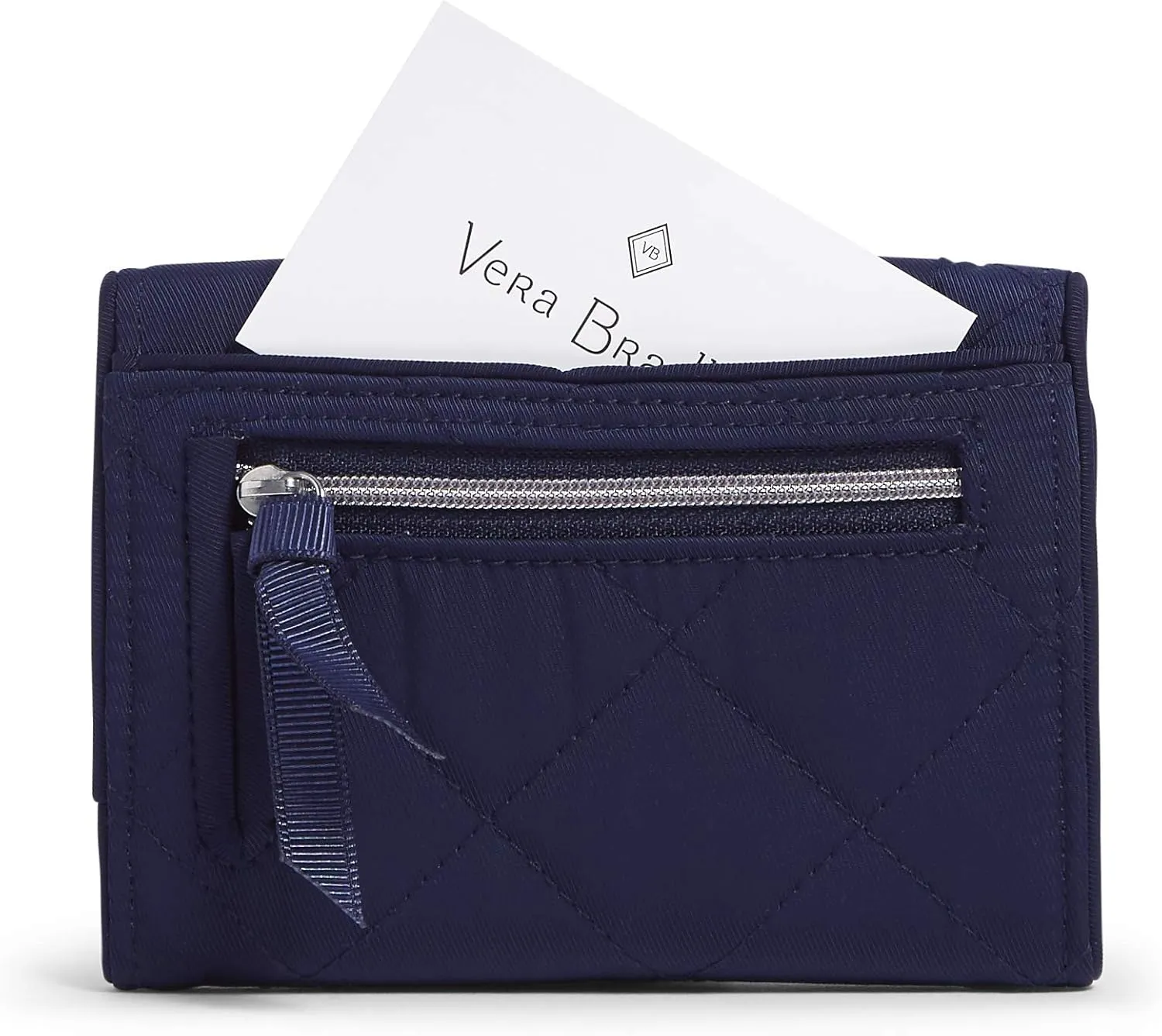Vera Bradley Women's Performance Twill Riley Compact Wallet With RFID Protection, Classic Navy, One Size