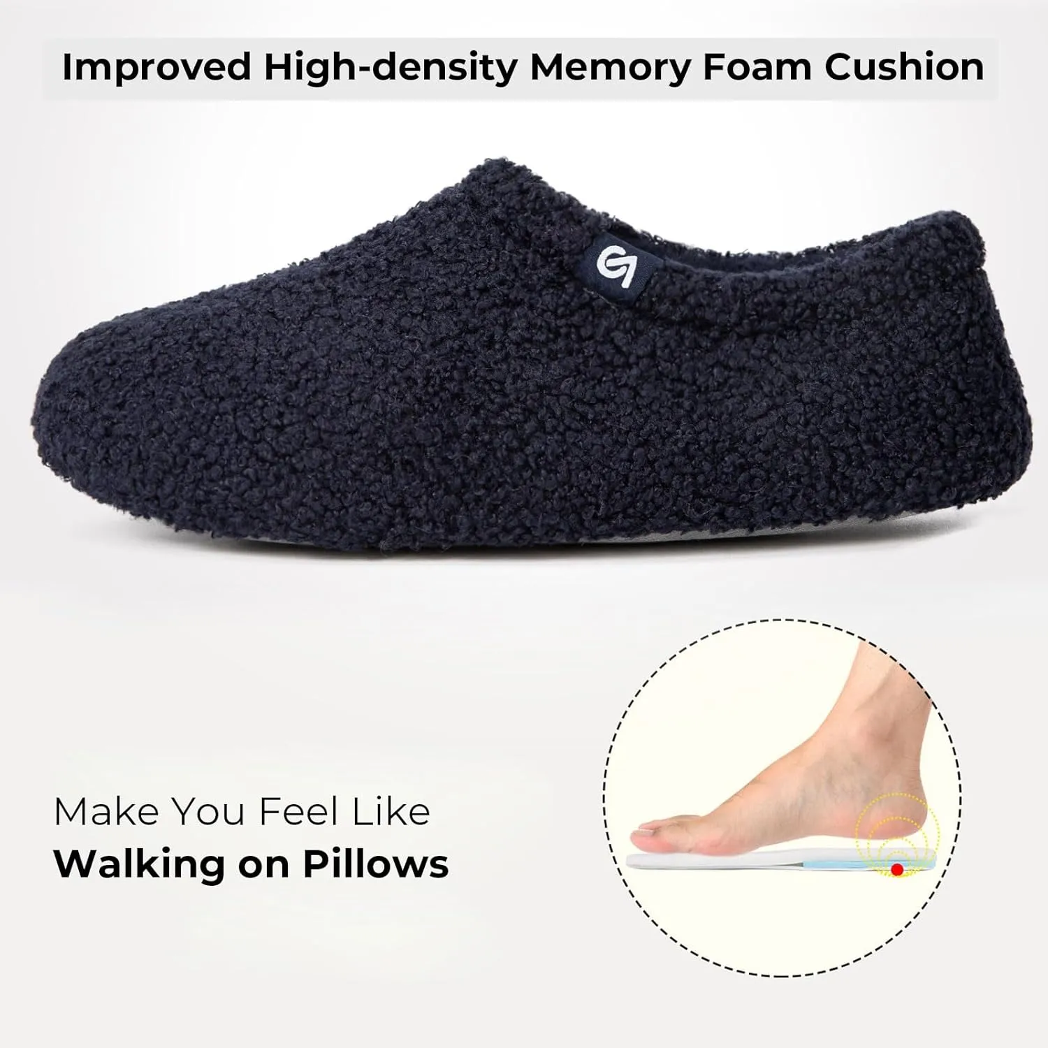VeraCosy Women's Fuzzy Teddy Slippers Lightweight Memory Foam Indoor House Shoes