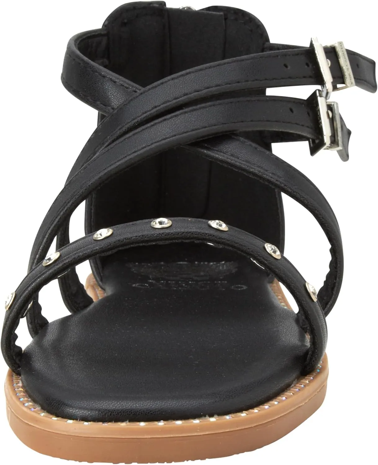 Vince Camuto Girls' Sandals - Open Toe Summer Shoes Flat Strappy Gladiator Sandals with Back Zipper and Adjustable Buckles