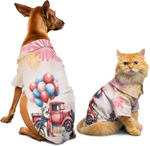 Vintage Patriotic Dog 4th of July Independence Memorial Day Hawaiian Shirt for Dog Cat and Owner