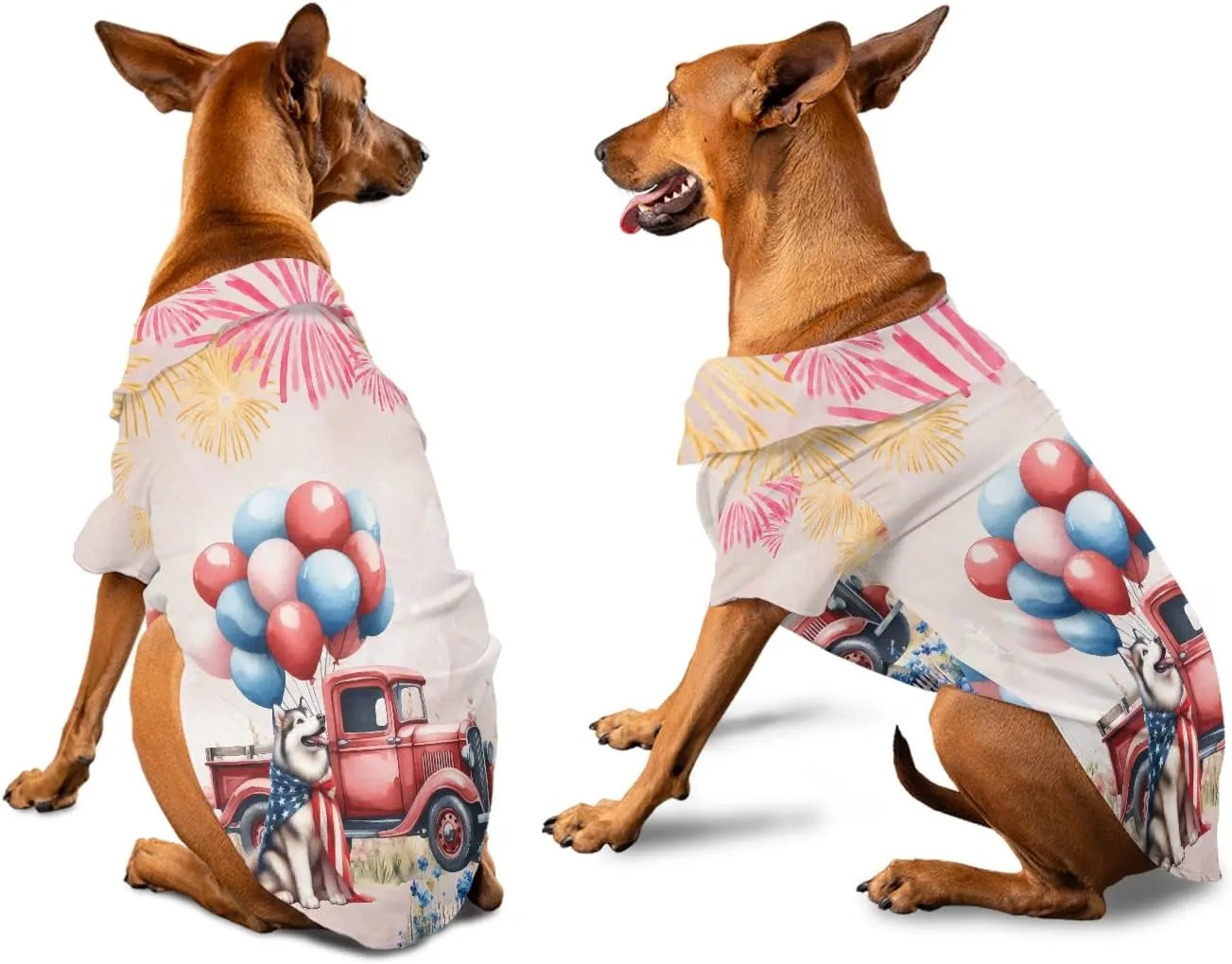 Vintage Patriotic Dog 4th of July Independence Memorial Day Hawaiian Shirt for Dog Cat and Owner