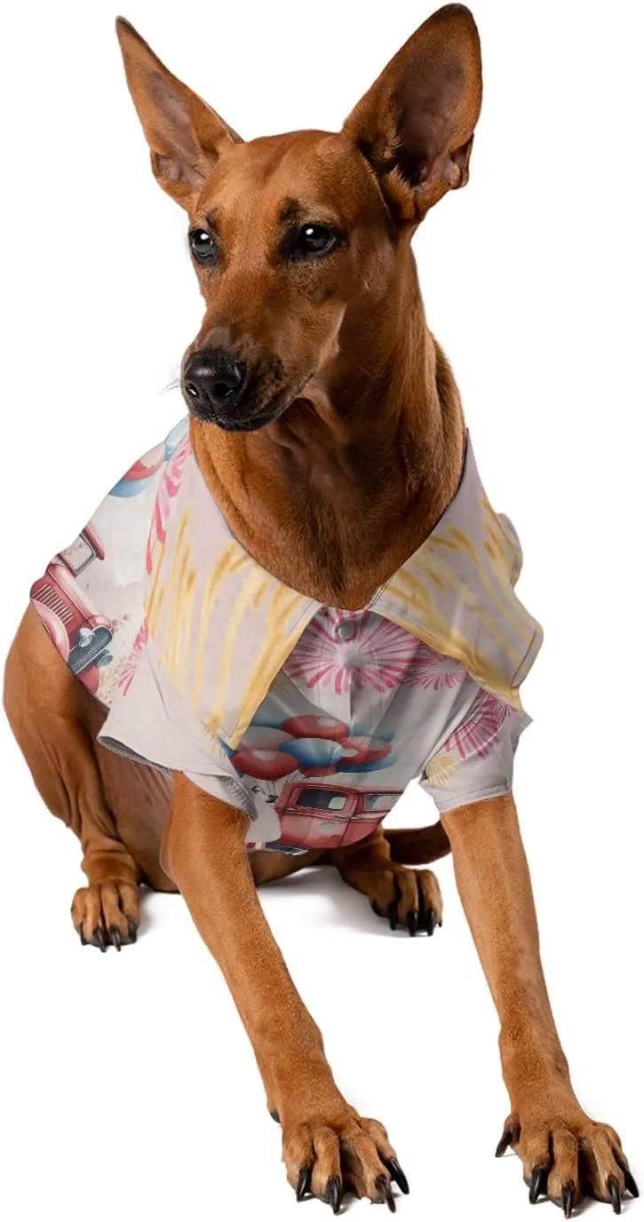 Vintage Patriotic Dog 4th of July Independence Memorial Day Hawaiian Shirt for Dog Cat and Owner