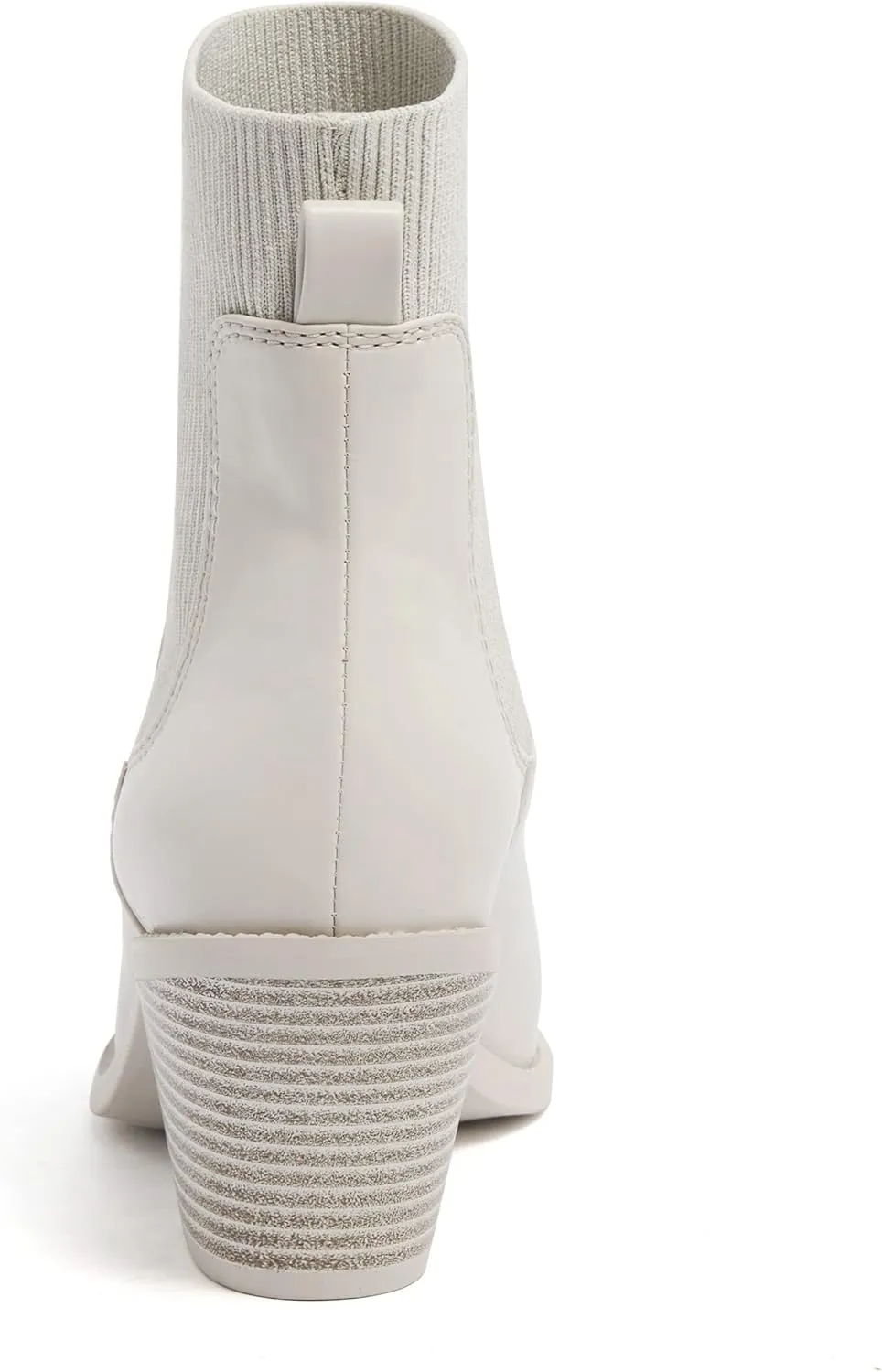 vodvob Womens Ankle Boots Slip on Pointed Toe Chunky Block Heel Elastic Panel Casual Chelsea Suede Booties