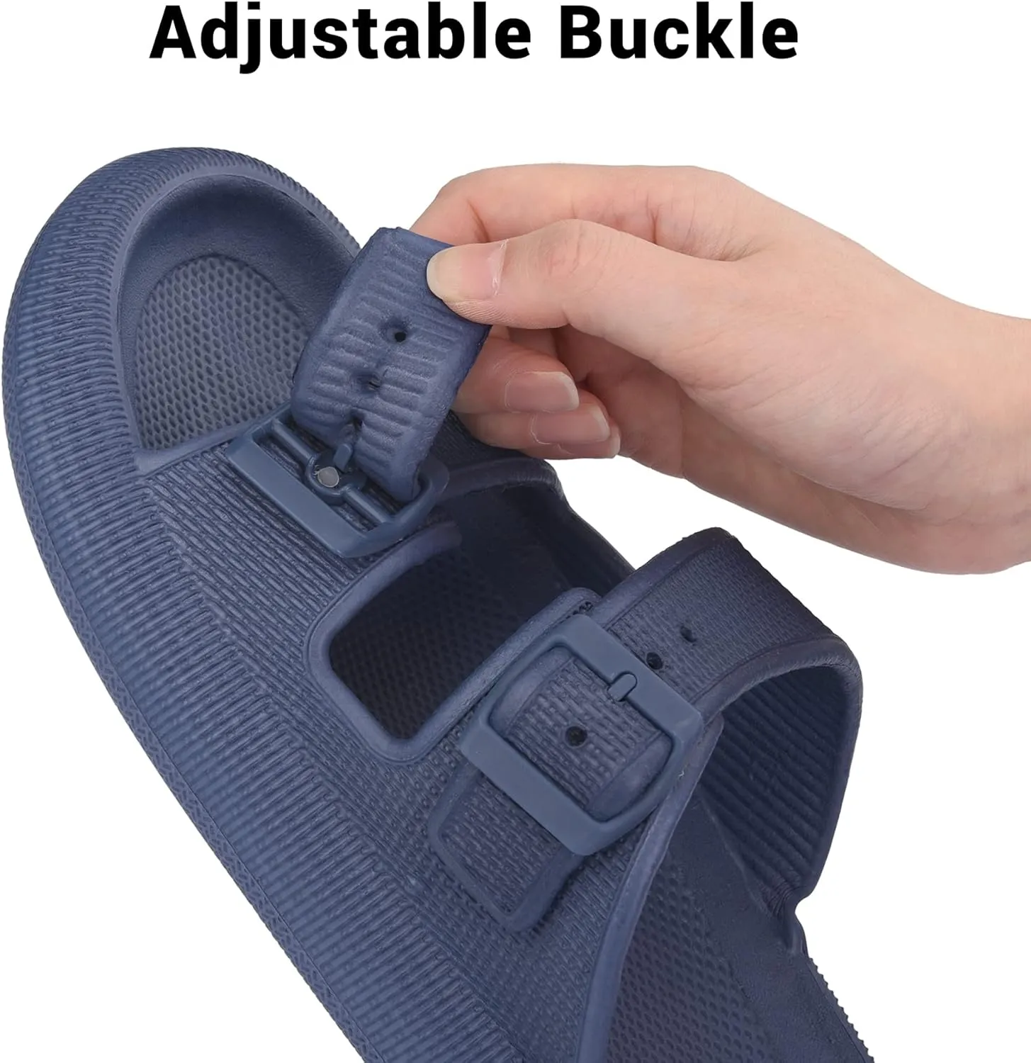 VONMAY Comfort Sandals for Women and Men Pillow Slippers Double Buckle Quick Dry Adjustable Slides Cushioned Thick Sole EVA Flat Sandals
