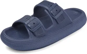 VONMAY Comfort Sandals for Women and Men Pillow Slippers Double Buckle Quick Dry Adjustable Slides Cushioned Thick Sole EVA Flat Sandals
