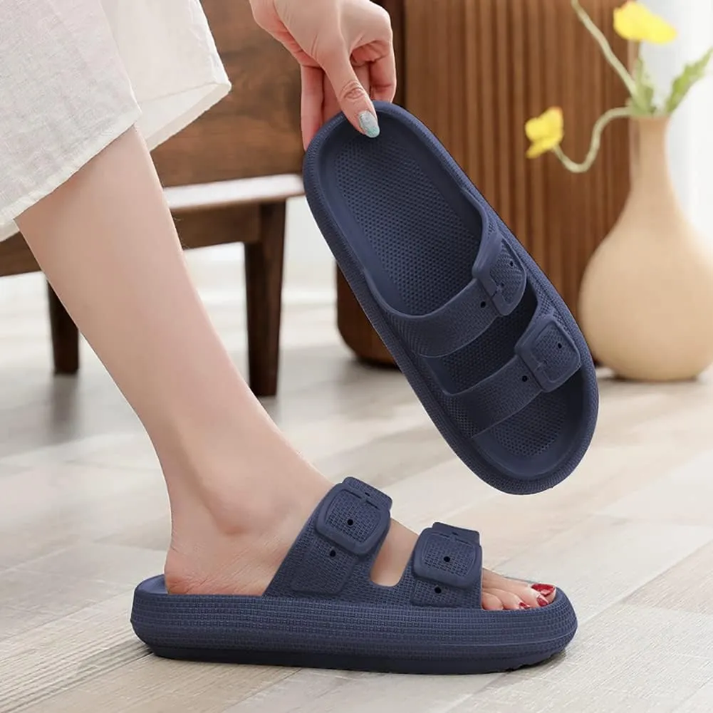 VONMAY Comfort Sandals for Women and Men Pillow Slippers Double Buckle Quick Dry Adjustable Slides Cushioned Thick Sole EVA Flat Sandals