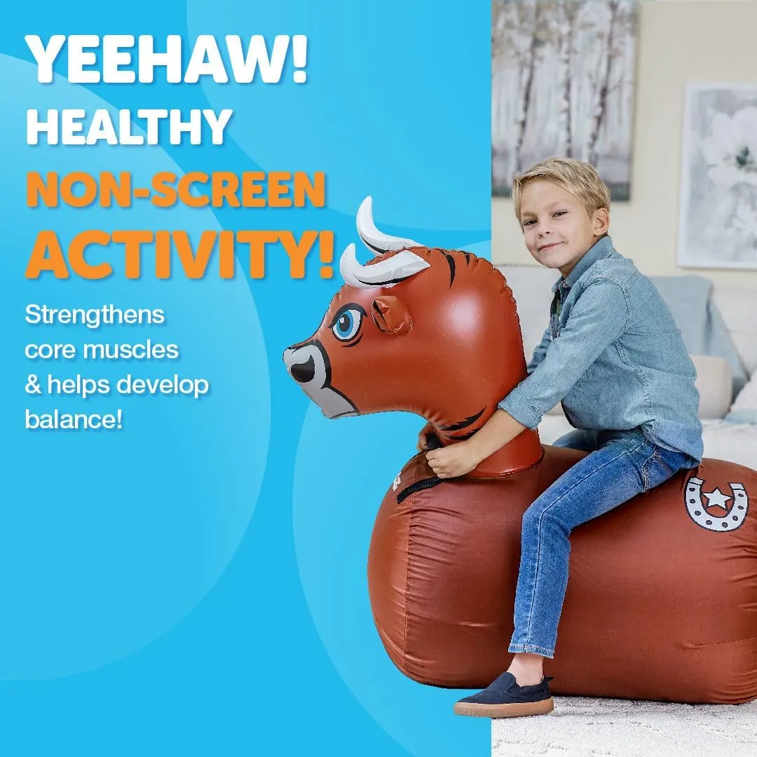 WADDLE Hip Hoppers Bouncy Hopper Inflatable Hopping Animal Bouncer, Supports Up to 250 Pounds, Ages 5 and Up (Brown Bull)