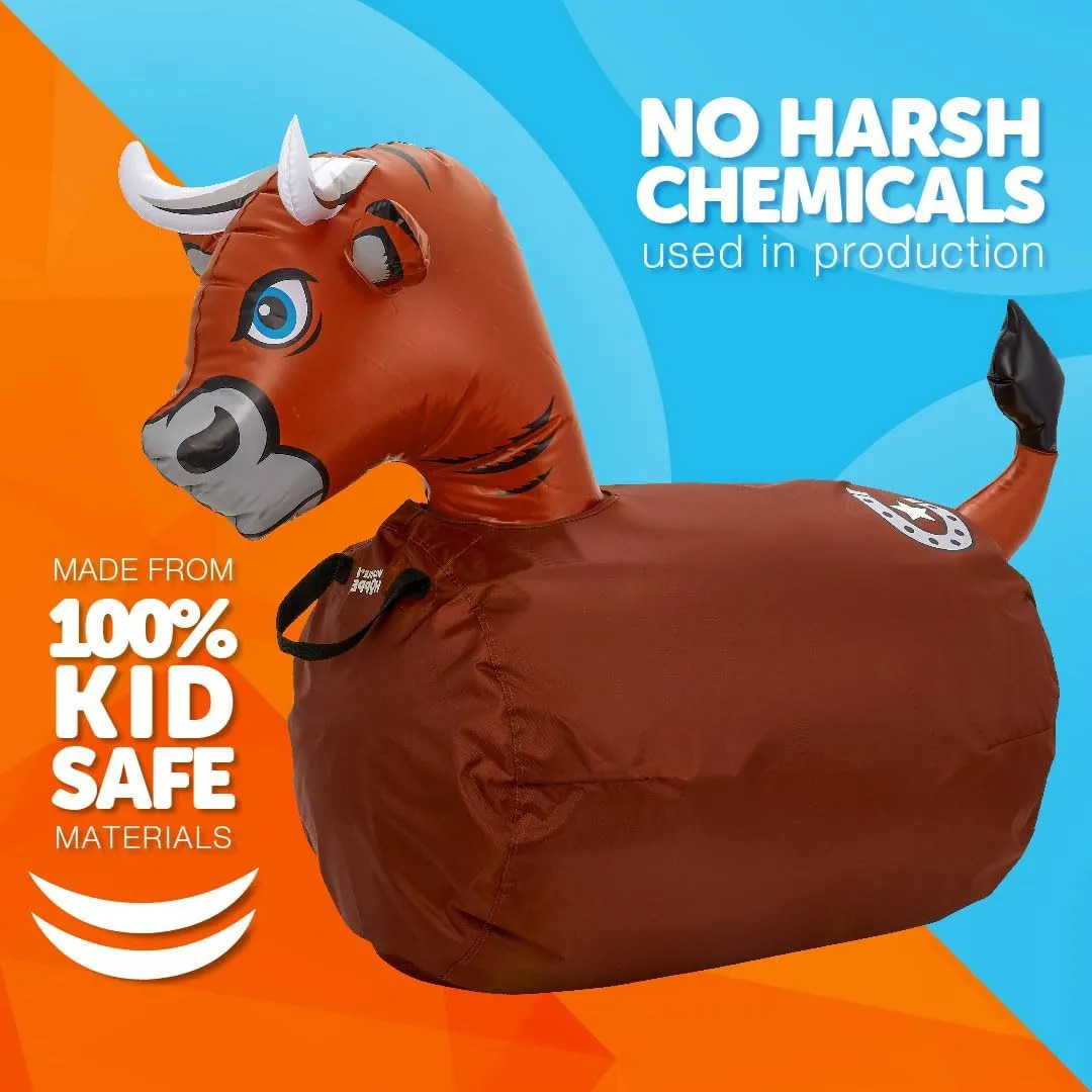 WADDLE Hip Hoppers Bouncy Hopper Inflatable Hopping Animal Bouncer, Supports Up to 250 Pounds, Ages 5 and Up (Brown Bull)