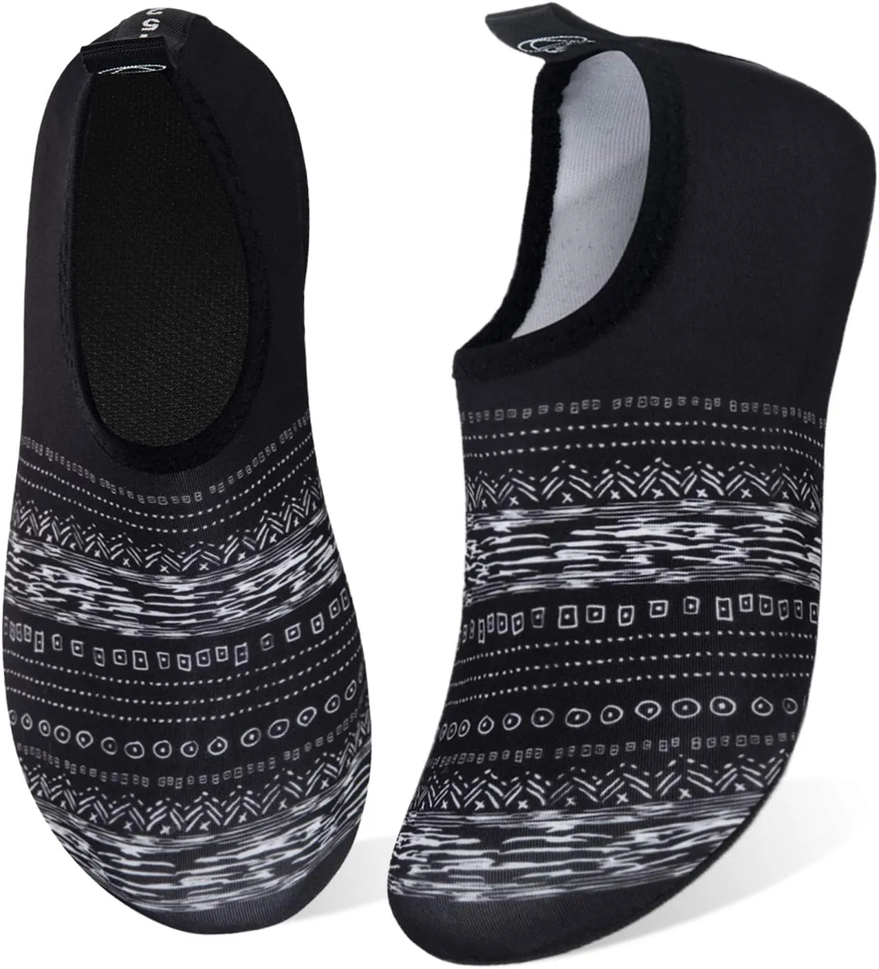 WateLves Water Sports Shoes Barefoot Quick-Dry Aqua Yoga Socks Slip-on for Men Women Kids (Bohemia-Black, 44/45)