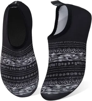 WateLves Water Sports Shoes Barefoot Quick-Dry Aqua Yoga Socks Slip-on for Men Women Kids (Bohemia-Black, 44/45)