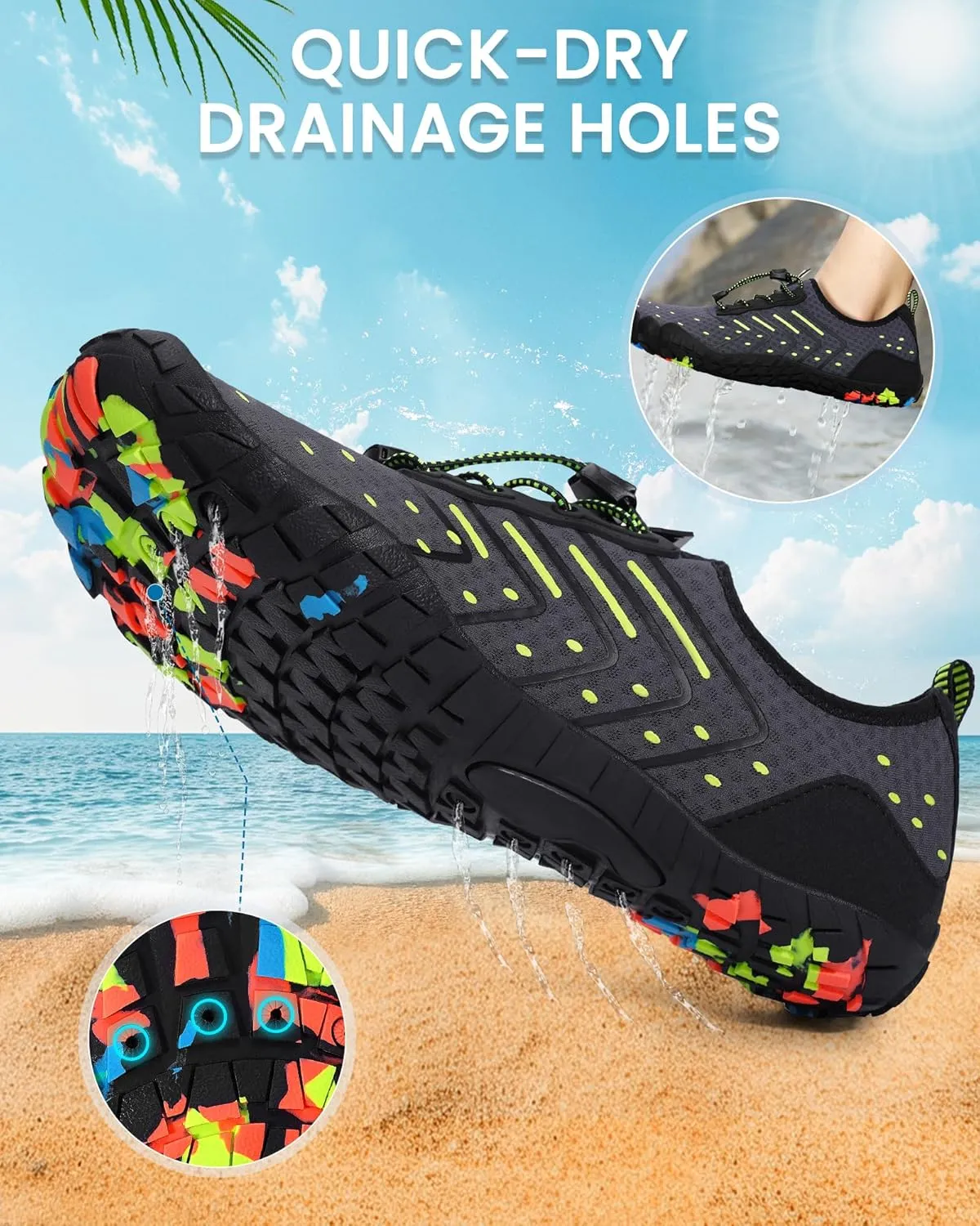 Water Shoes for Women Men Adult Quick-Dry Aqua Socks Breathable Barefoot Shoes for Swim Beach River Pool Lake Hiking Kayaking Surfing