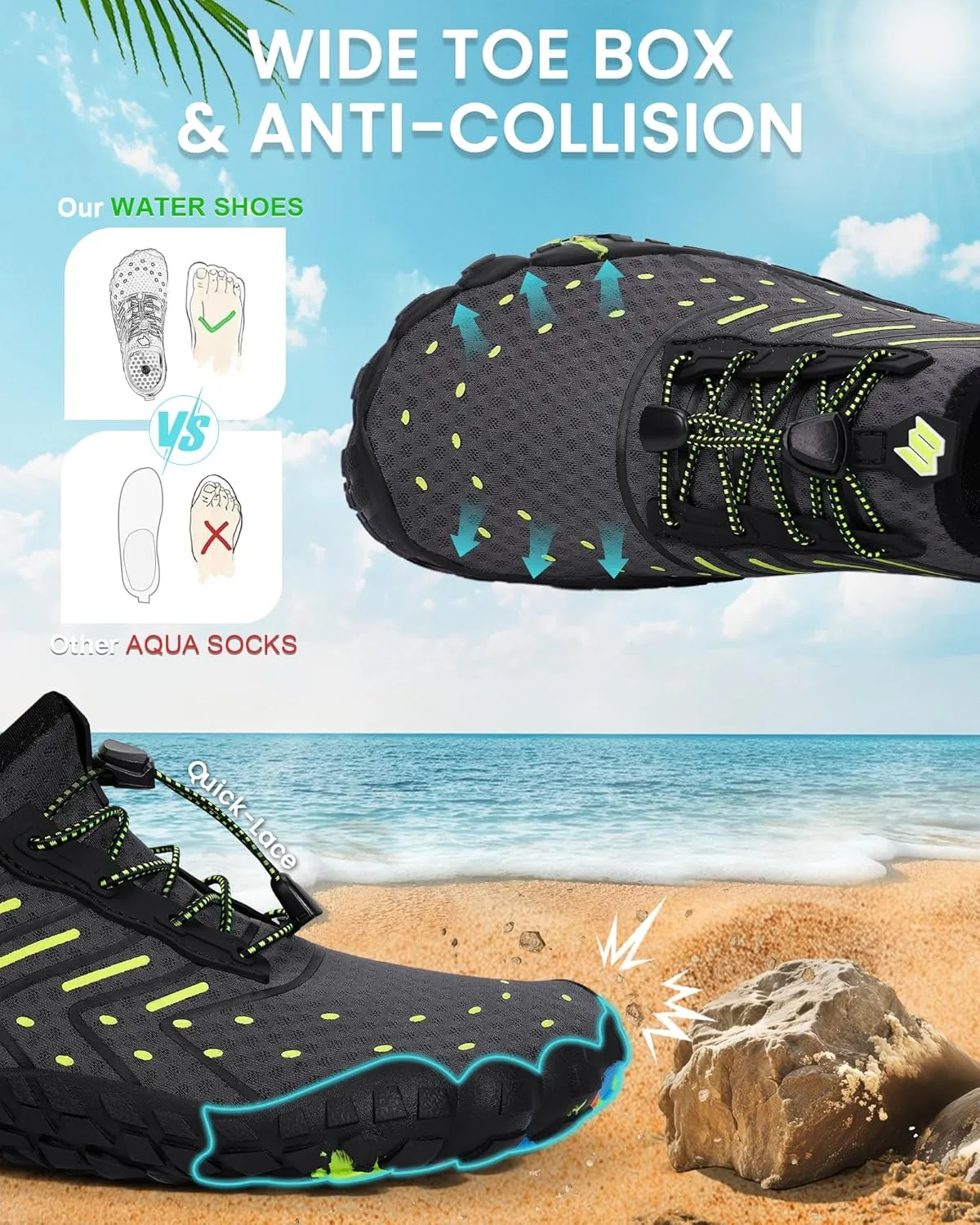 Water Shoes for Women Men Adult Quick-Dry Aqua Socks Breathable Barefoot Shoes for Swim Beach River Pool Lake Hiking Kayaking Surfing