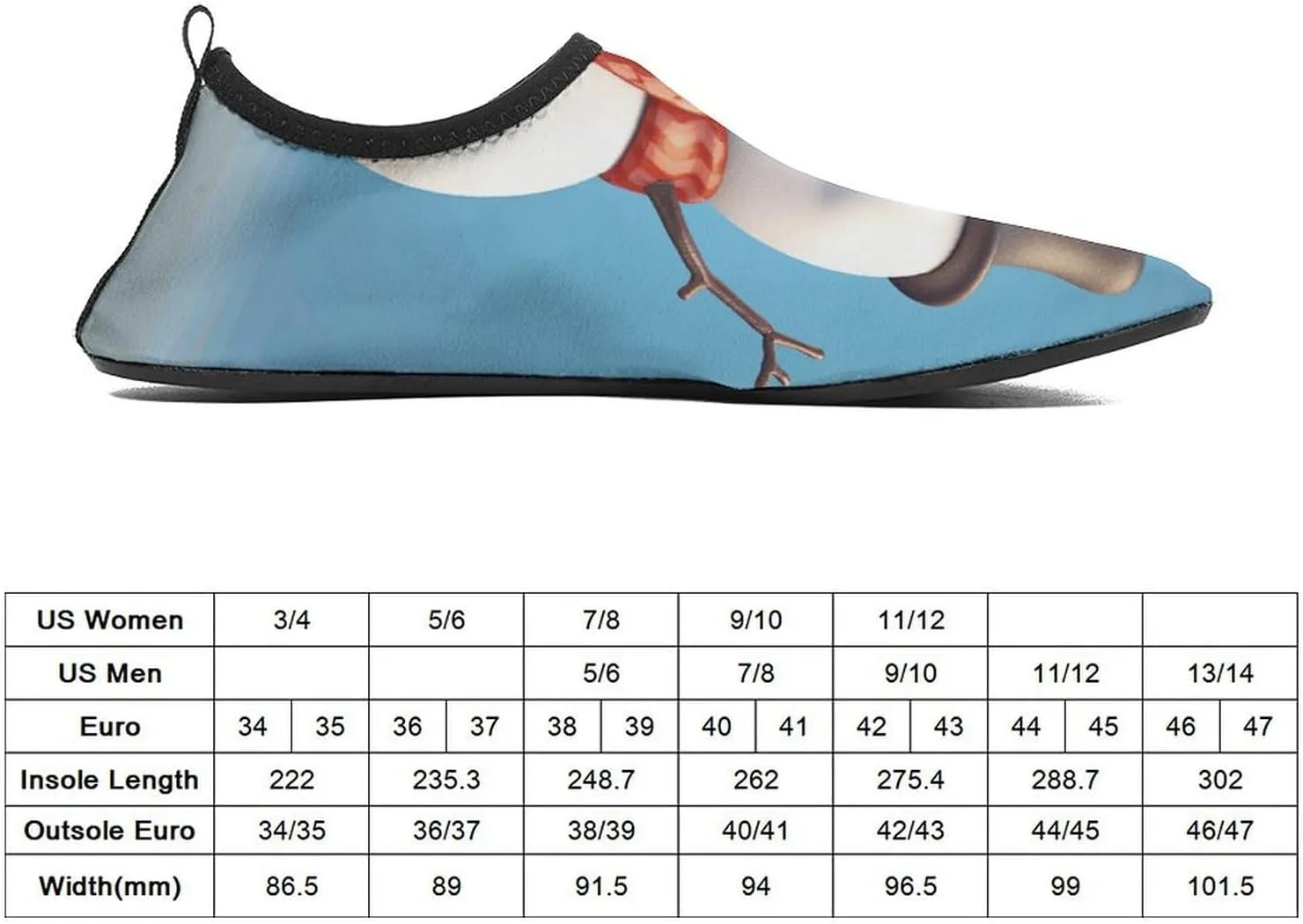 Water Shoes for Women Men Quick-Dry Aqua Socks Swim Pool Barefoot Shoes Snowman's Embrace Beach Shoes