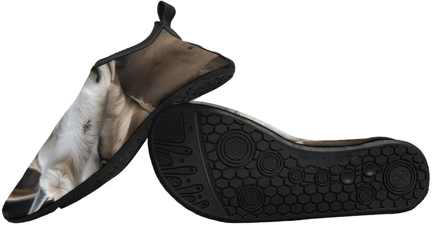 Water Shoes for Women Men Quick Dry Barefoot Shoes Goat in Wooden Fence Sport Shoes Beach Aqua Socks for Hiking Swim Surf Yoga Sport