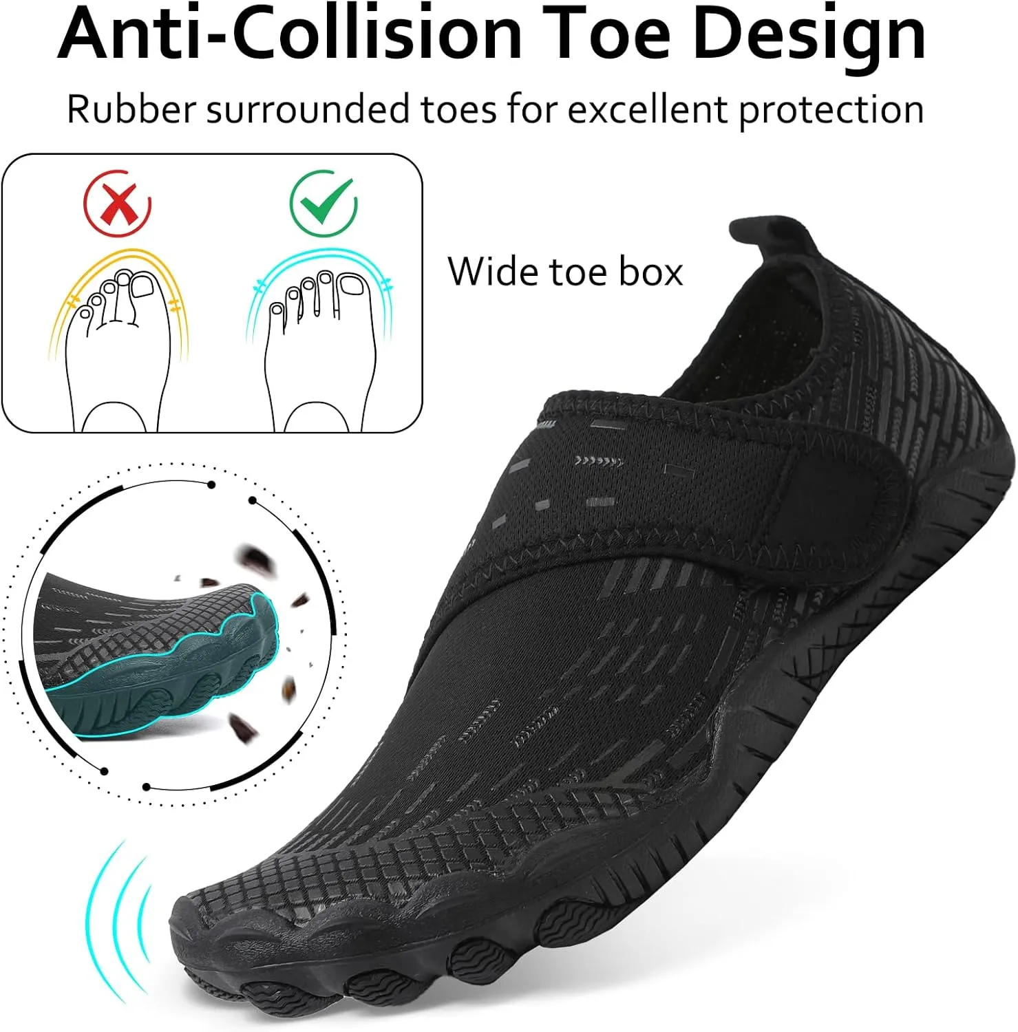 Water Shoes Mens Womens Quick-Dry Barefoot Swim Beach Pool Shoes Aqua Yoga Socks for Hiking Walking Diving Surf Outdoor Water Sports