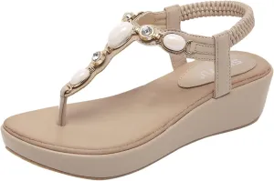 Wedge Sandals Women's White Summer Comfortable Breathable Ankle Boots Beach Shoes Slingback Flip Flops for Women Toe Post
