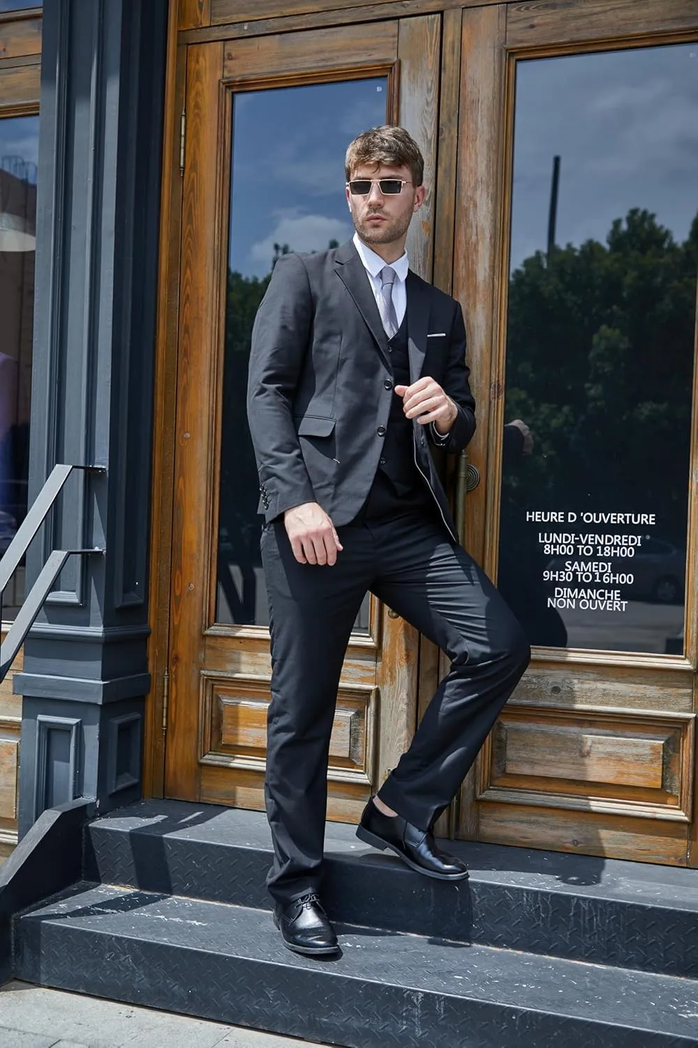 WEEN CHARM Men's 3-Piece Slim Fit Suit Set-2-Button Blazer,Vest & Pants-Formal Wedding,Prom,Party & Business Tuxedo