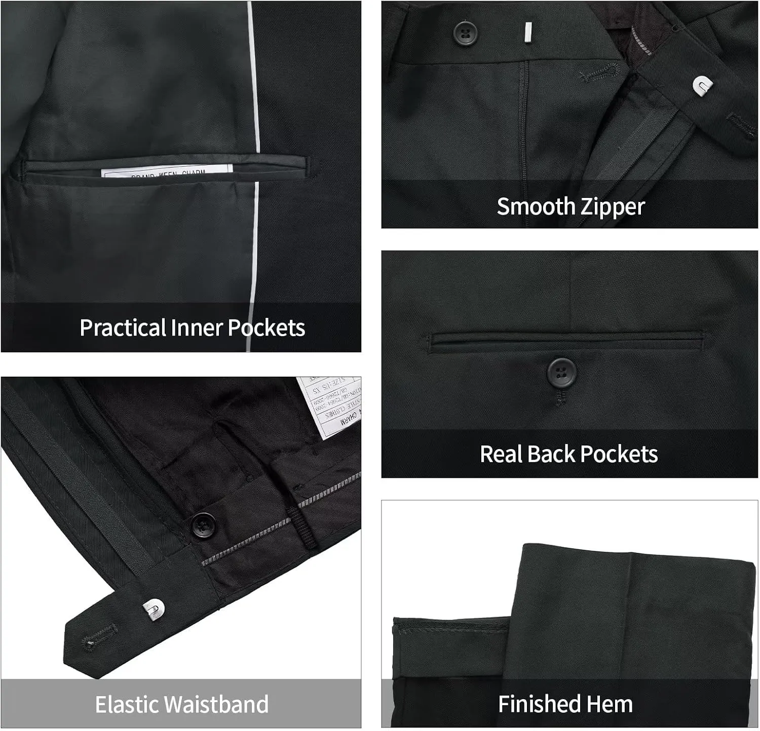 WEEN CHARM Men's 3-Piece Slim Fit Suit Set-2-Button Blazer,Vest & Pants-Formal Wedding,Prom,Party & Business Tuxedo