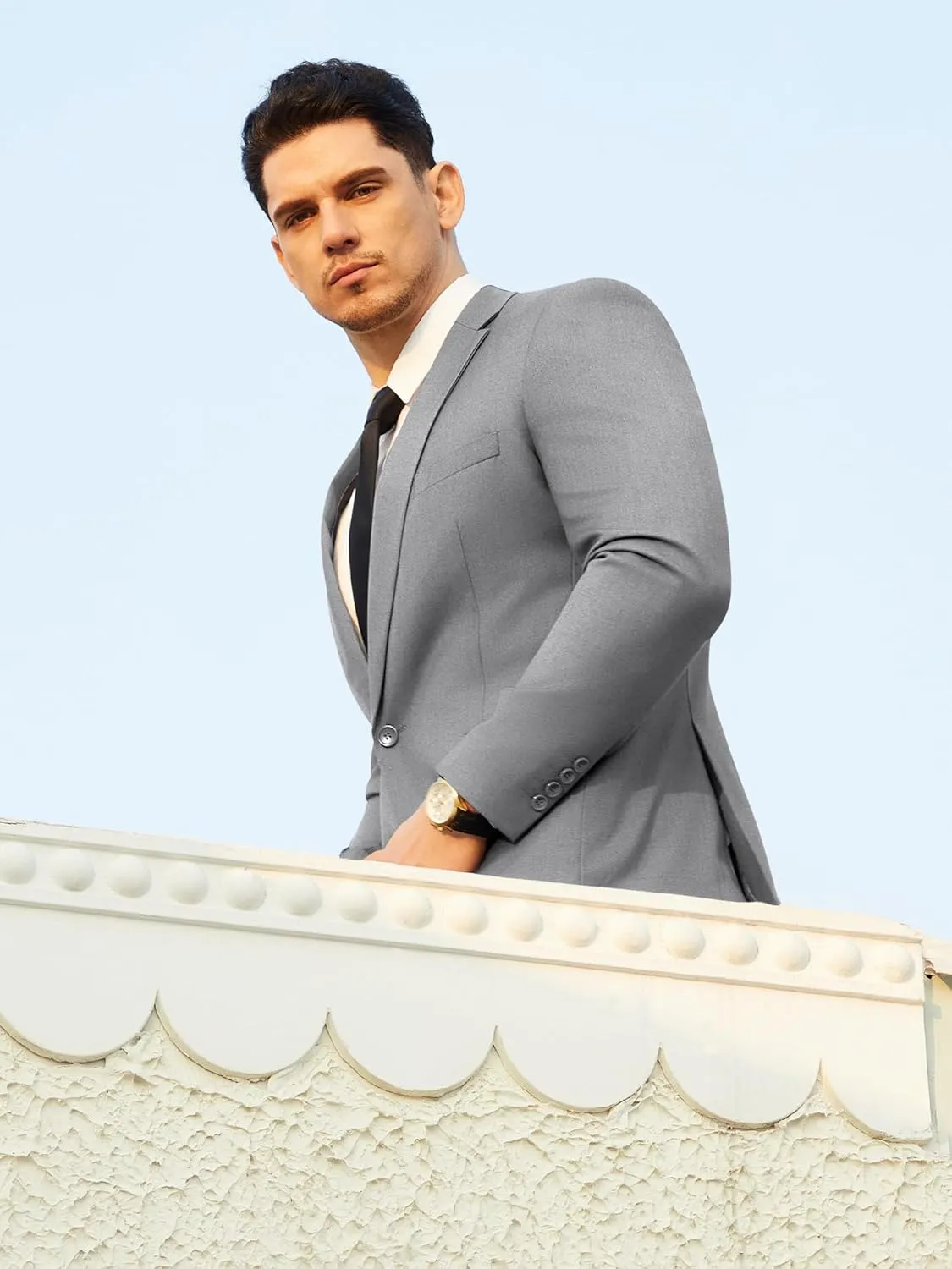 WEEN CHARM Men's Suits Slim Fit 2 Piece One Button Blazer Jacket Wedding Prom Tuxedo Pants Set