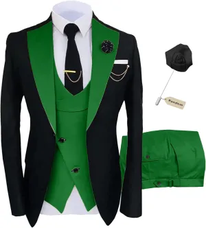 Wemaliyzd Men's 3 Piece Suit Slim Fit, Notch Lapel Tux Single Breasted Vest & Pants