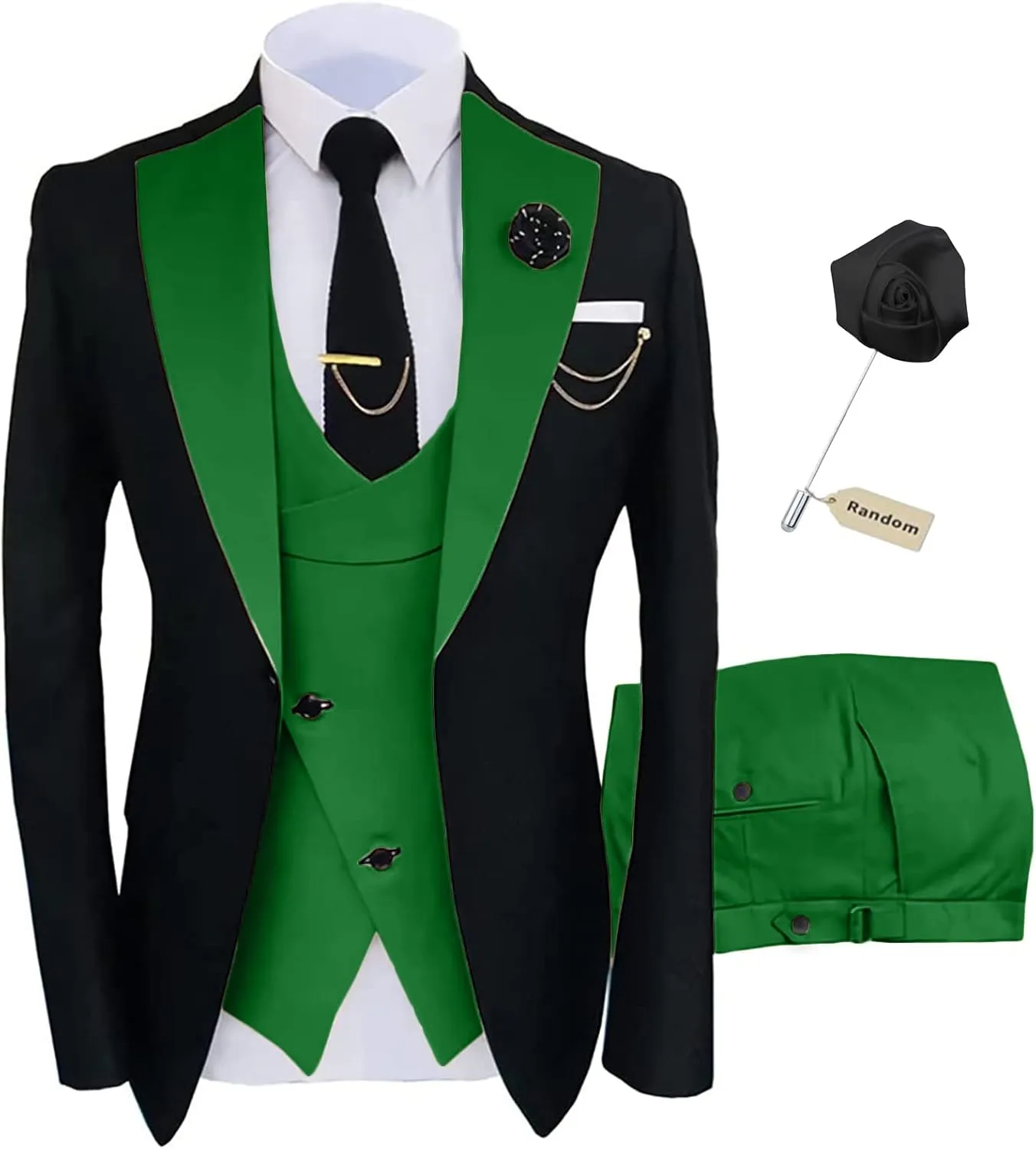 Wemaliyzd Men's 3 Piece Suit Slim Fit, Notch Lapel Tux Single Breasted Vest & Pants