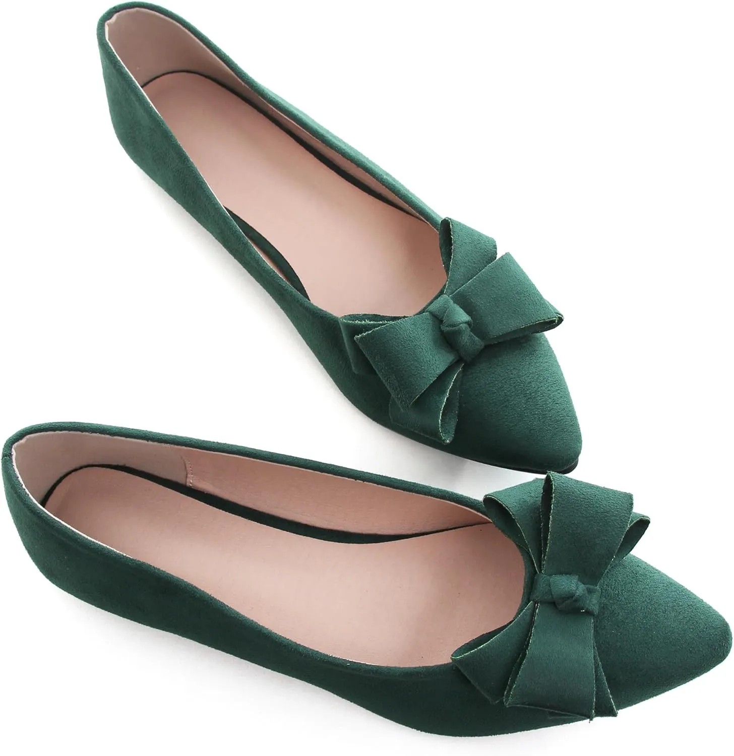 WENJIAZHIZHI Flat Dress Shoes Women Comfortable Ballet Flats Slip On Pearls Knot Dressy Shoes Pointed Toe