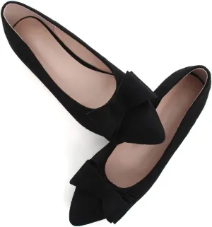 WENJIAZHIZHI Womens Pointy Toe Ballet Flats with Bowknot Comfortable Wedding Dress Loafers Walking Shoes Easy Slip-ons