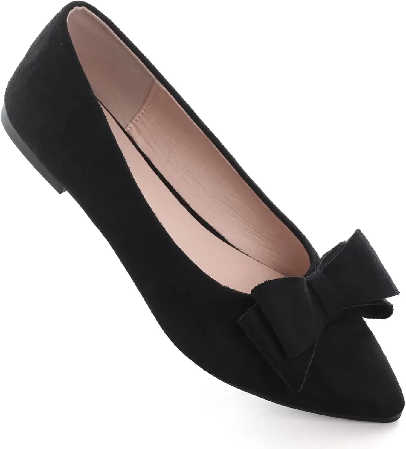 WENJIAZHIZHI Womens Pointy Toe Ballet Flats with Bowknot Comfortable Wedding Dress Loafers Walking Shoes Easy Slip-ons