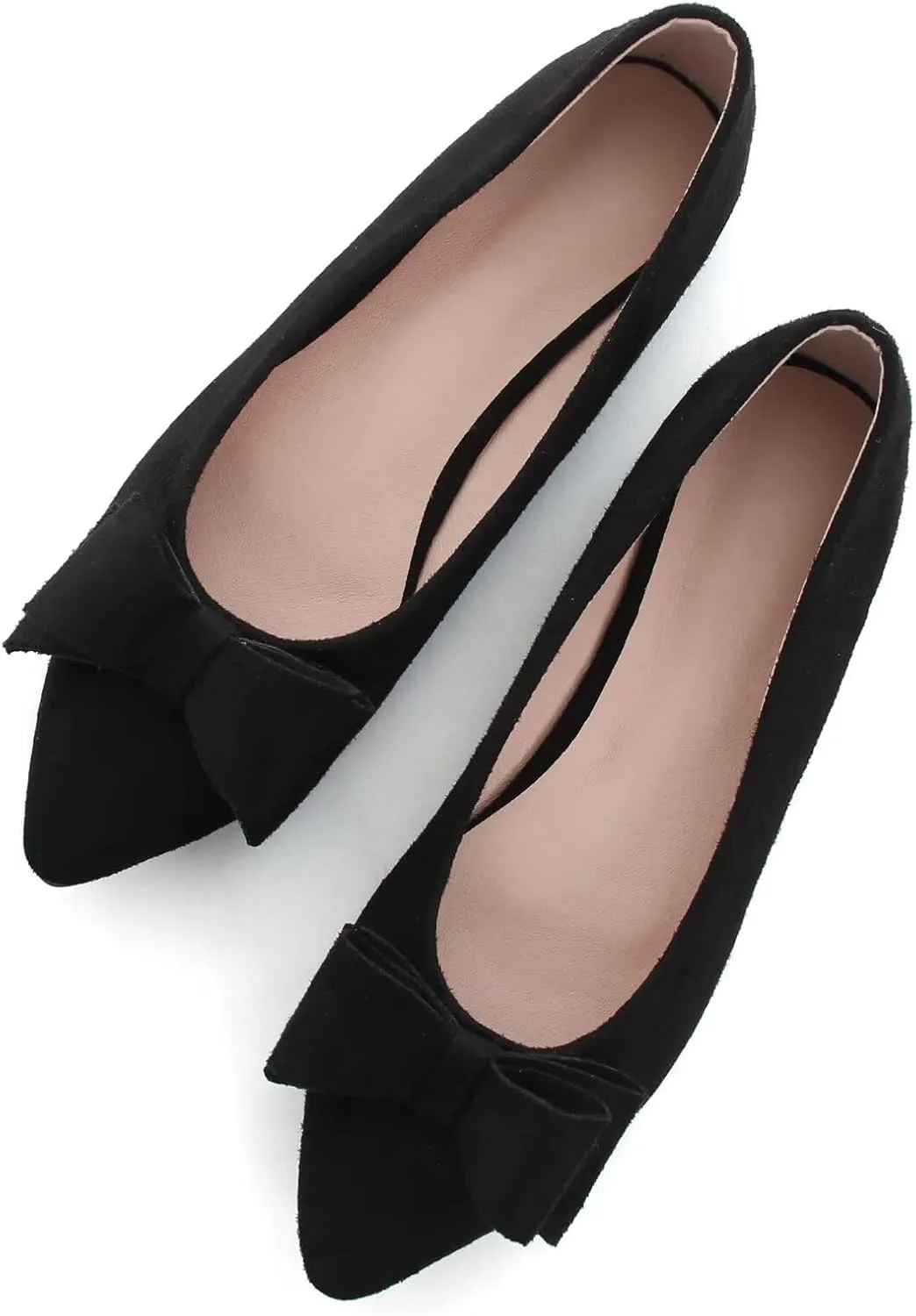 WENJIAZHIZHI Womens Pointy Toe Ballet Flats with Bowknot Comfortable Wedding Dress Loafers Walking Shoes Easy Slip-ons