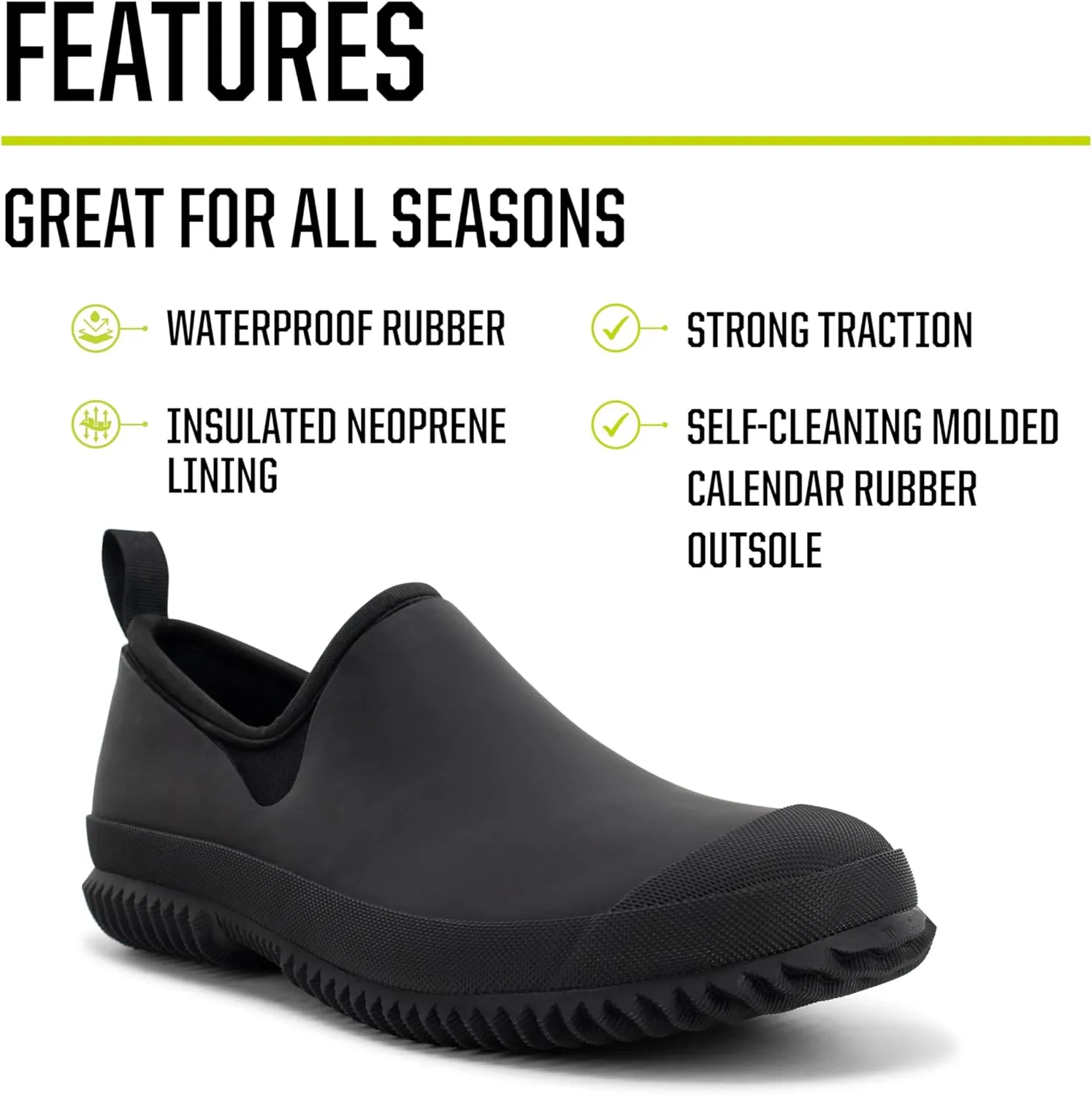 Western Chief Womens Neoprene Slip On Shoes Waterproof Rubber, Insulated Lining, Self Cleaning Outsole, Comfortable Memory Foam Insole, Easy Pull On Loops
