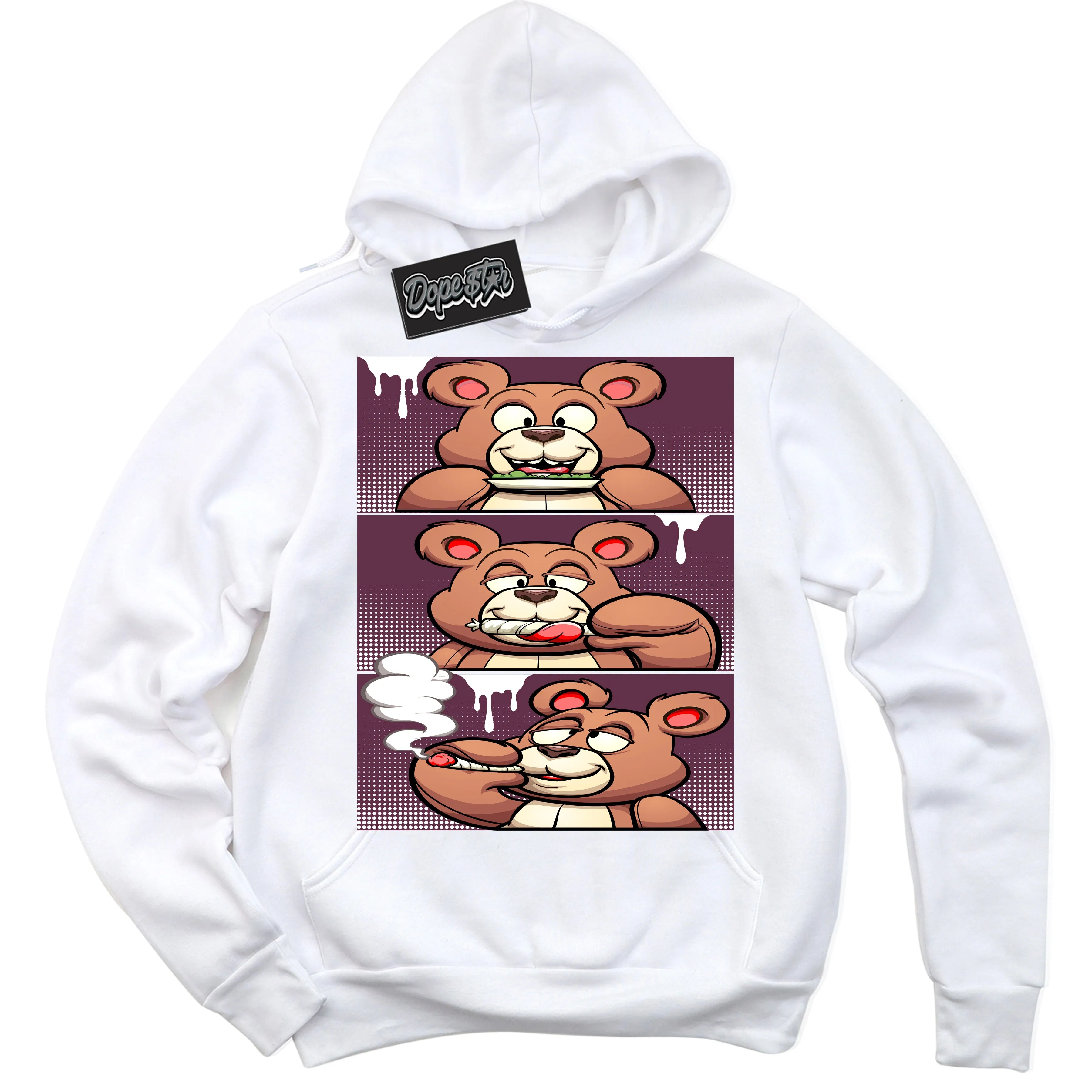 White Viotech Dunks Sneaker Hoodie Roll It Lick It Smoke It Bear Graphic