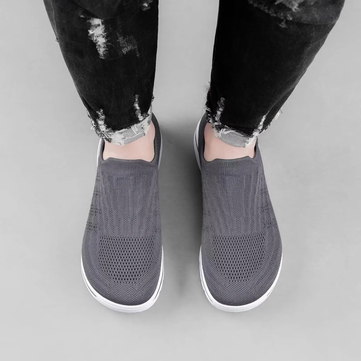 Wide Toe Shoes Women Barefoot Sneakers Mesh Flat Casual Pull-on Lightweight Breathable Comfortable