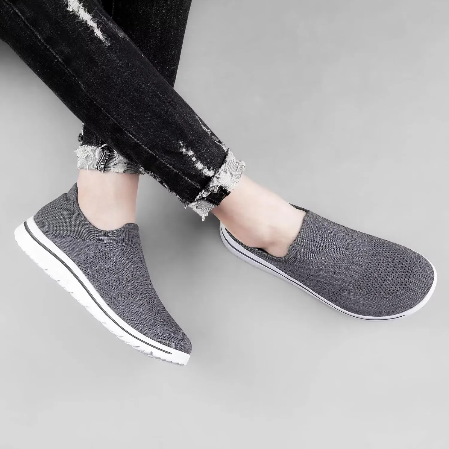 Wide Toe Shoes Women Barefoot Sneakers Mesh Flat Casual Pull-on Lightweight Breathable Comfortable