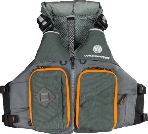 Wilderness Systems Fisher Kayaking Life Jacket - Easy Access Zippered Pockets Zippered Pockets - USCG Approved PFD - UL Type 3 Paddle Sports Life Vest - Gray